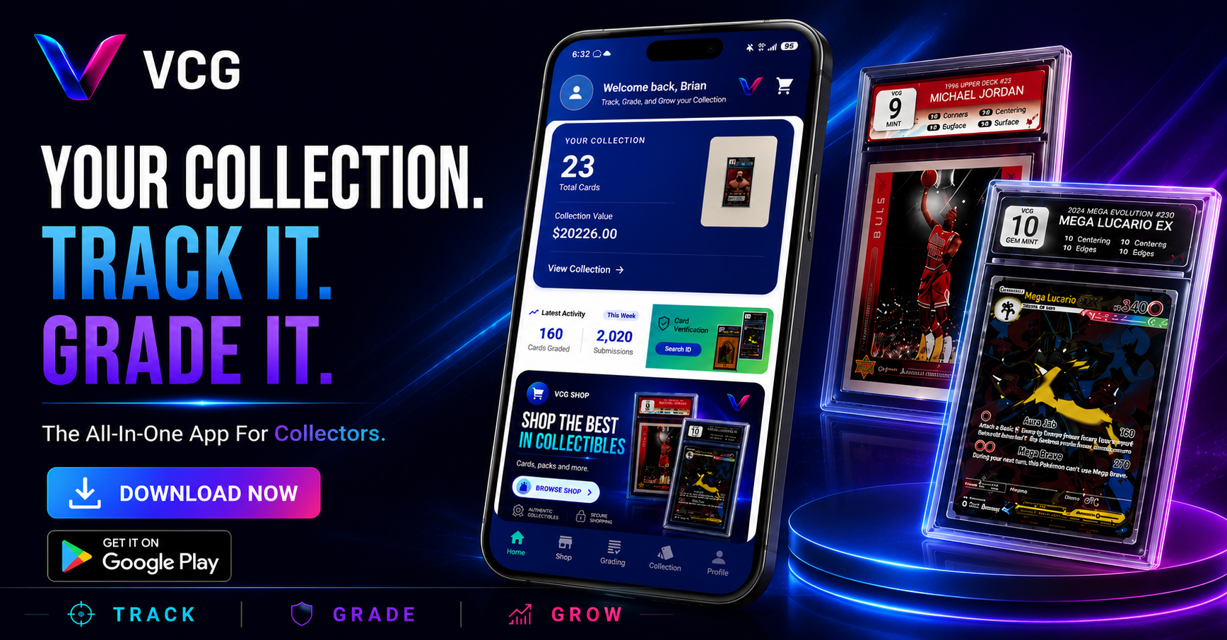VCG Collection App for tracking, grading, and growing a card collection